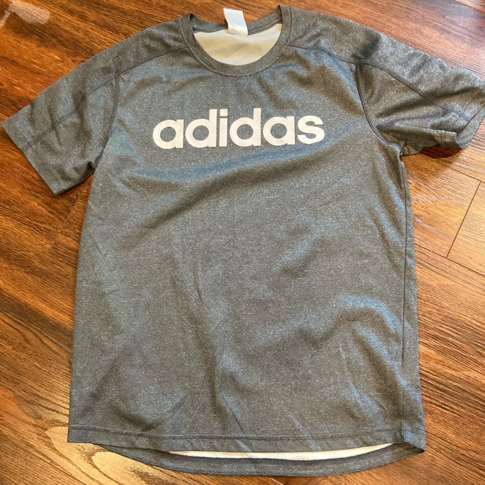 Adidas Shirt Athletic Material Gray Size M
